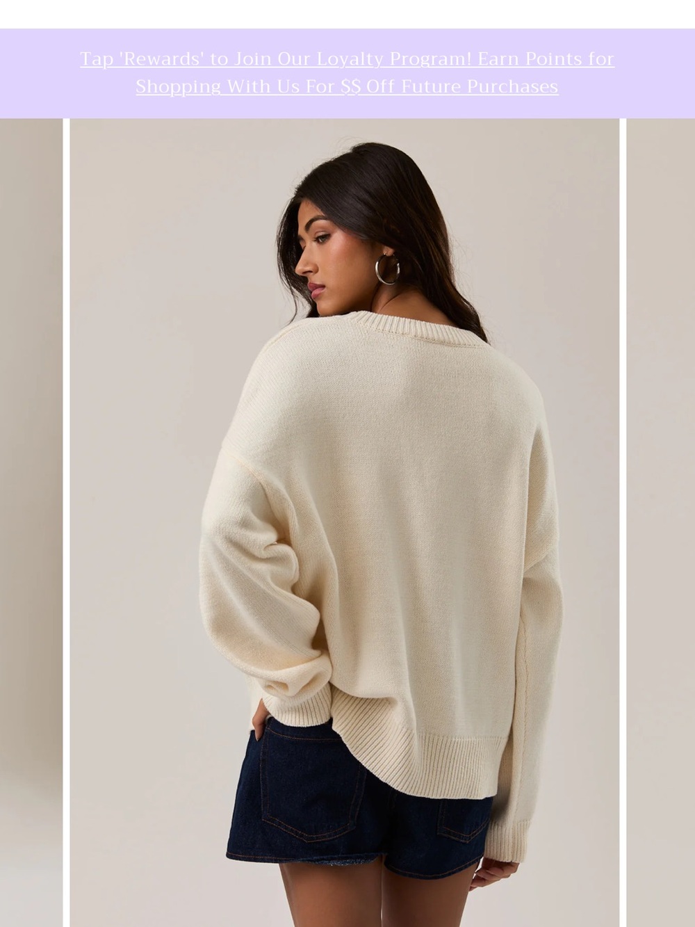 322 Cream Strawberry Intarsia Crewneck Sweater - Picture 3 of 3